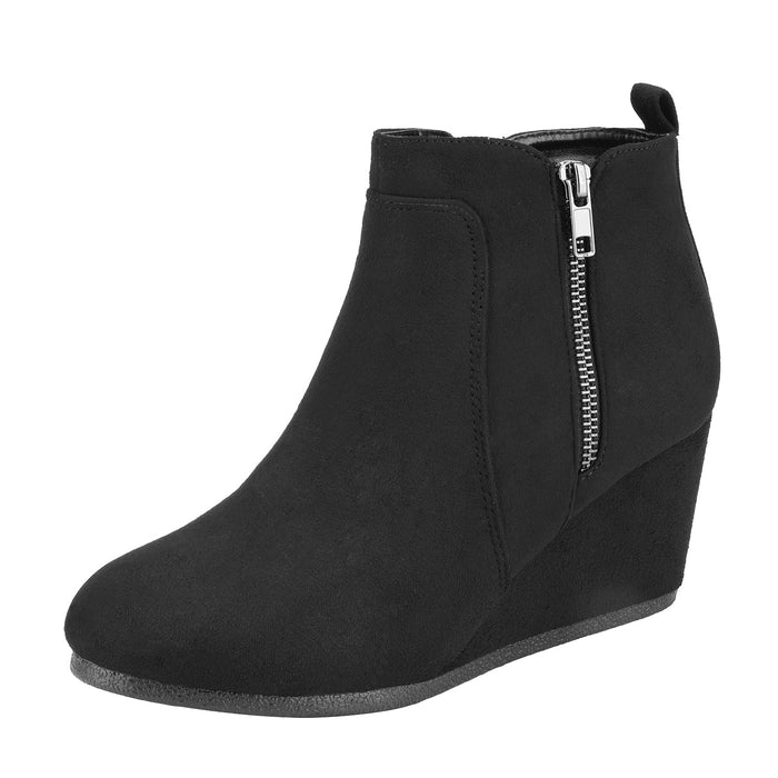 New Dream Pairs Narie Pointed Toe Suede Wedge Bootie