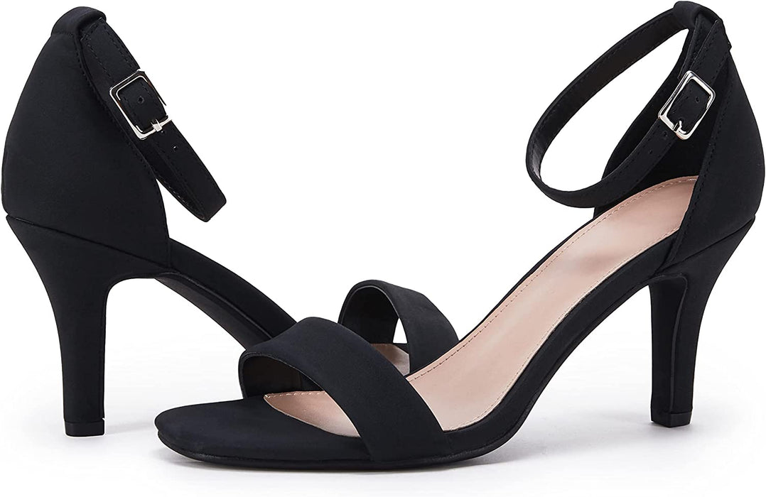 New Ermonn Women's Black Strap Heels