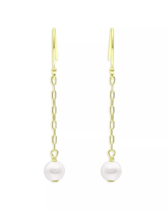 AQUA Freshwater Pearl & Paperclip Chain Linear Drop Earrings