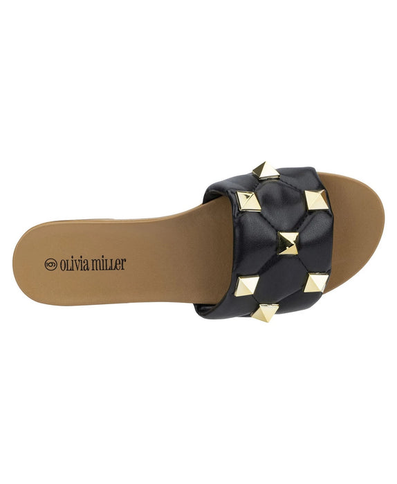 Olivia Miller Women's Emma Studded Slide Flat Sandals
