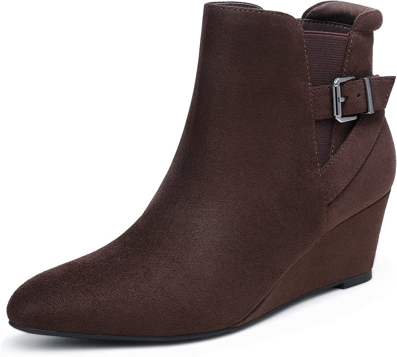 New DREAM PAIRS Women’s brown Ankle Booties Wedge Heels Boots
