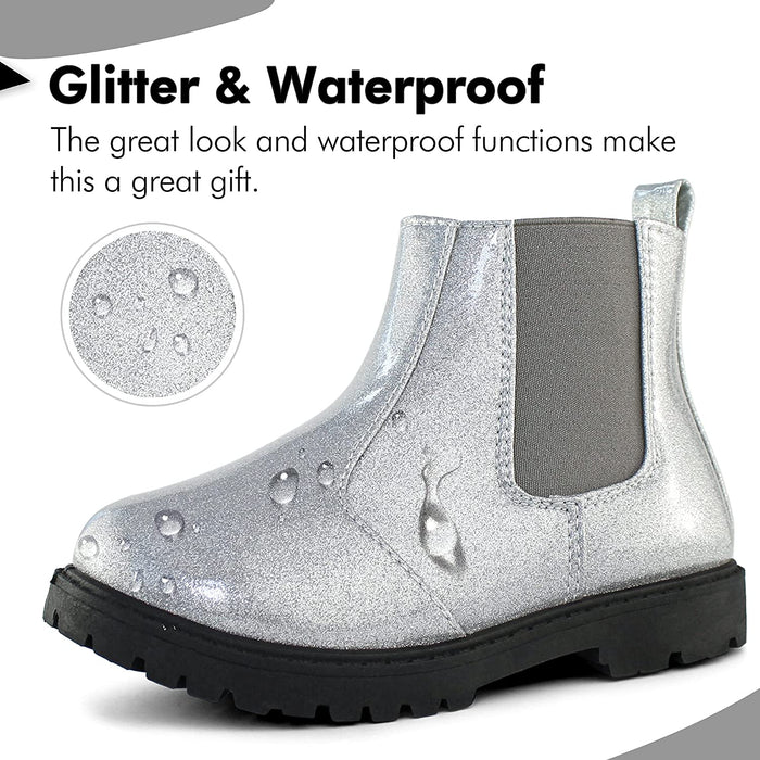 New Tobfis Girl's Fashion Glitter Chelsea Boot (Toddler/Little Kid/Big Kid)