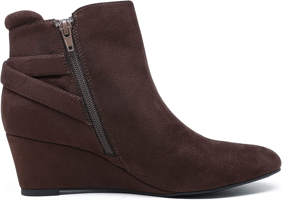 New DREAM PAIRS Women’s brown Ankle Booties Wedge Heels Boots