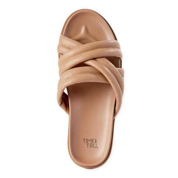 New Time and Tru Women's Crossband Footbed Sandals