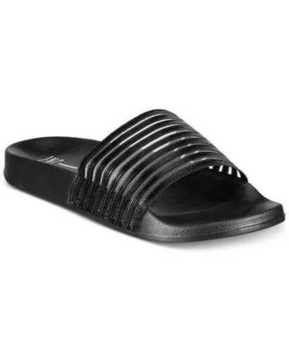 INC International Concepts Black Mesh Slide On Slippers Sandals