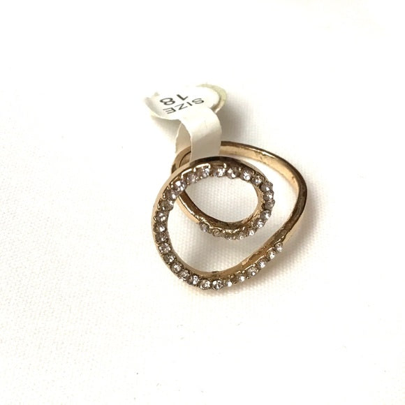 New Women's Gold Crystal Swirl Ring